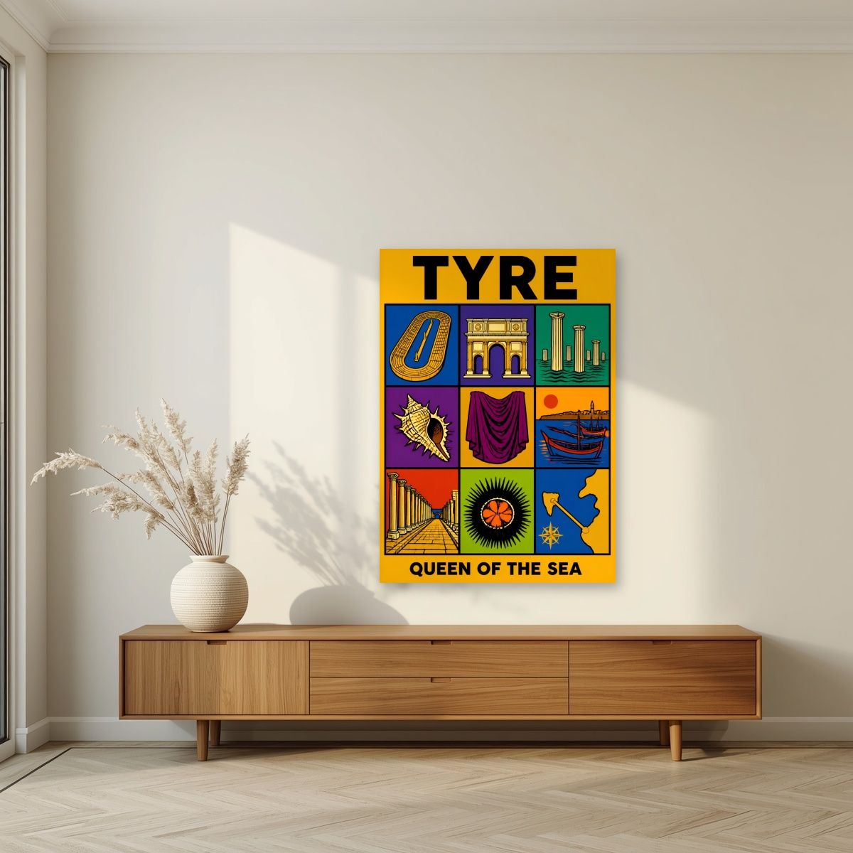 Murex & Purple — Tyre art print, unframed poster, styled in a living room