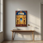 Qaws al-Nasr — Tyre art print, on slim canvas, styled in a desk