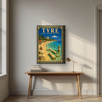 Ruins & Parasols — Tyre art print, on thick canvas, styled in a desk