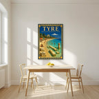 Ruins & Parasols — Tyre art print, unframed poster, styled in a kitchen