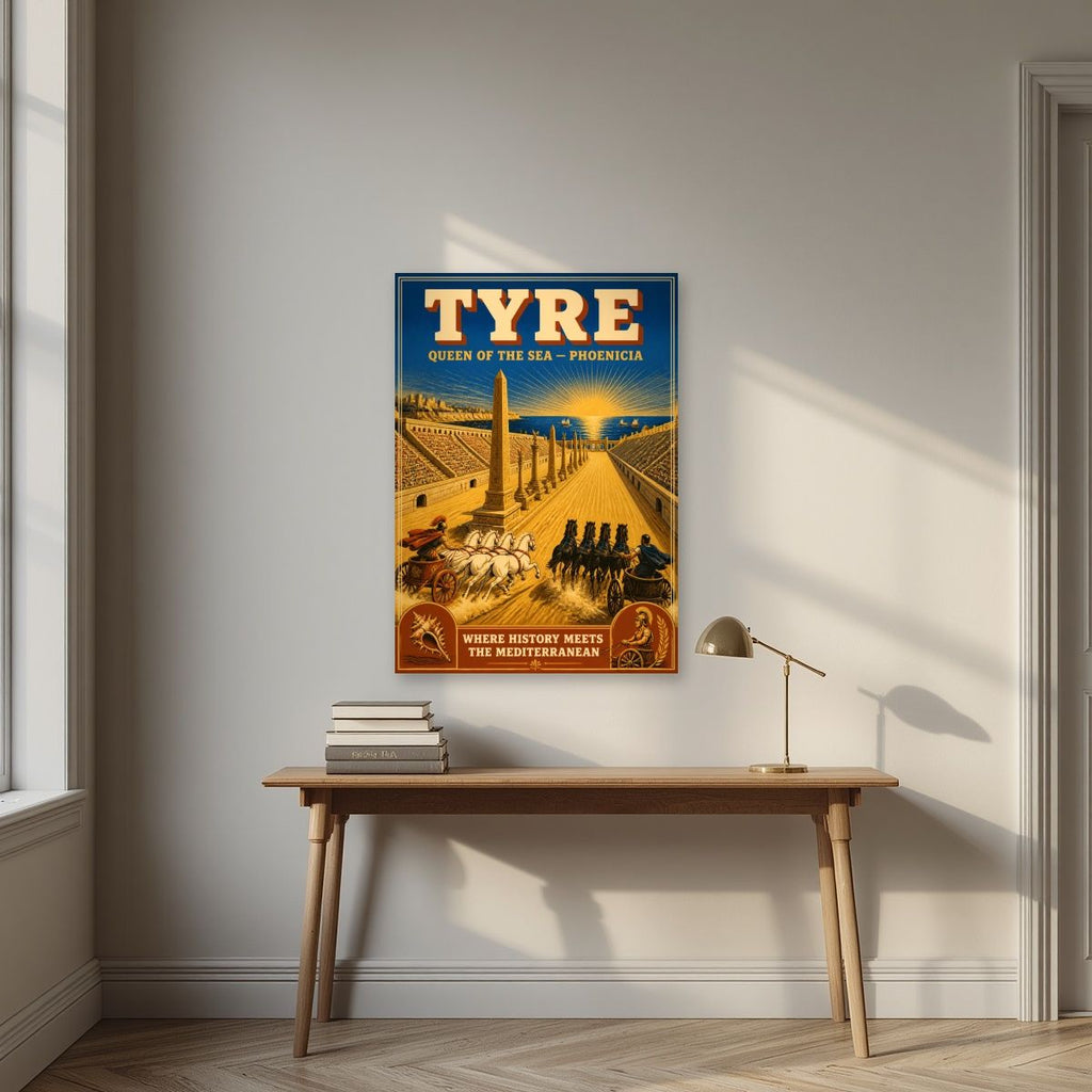Sibaq al-Arabat — Tyre art print, unframed poster, styled in a desk
