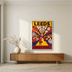 Kirkgate Market — Leeds art print, in a white frame, styled in a living room