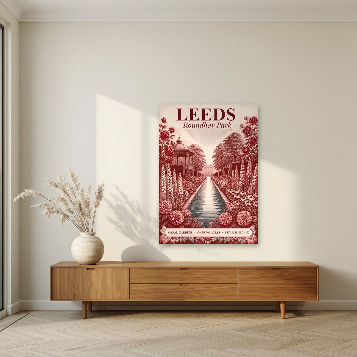 Roundhay Park — Leeds art print, unframed poster, styled in a living room