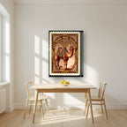 Less Drama, More Shawarma – Bazaar Stamp on a thick-edge canvas, above a dining table in a bright kitchen