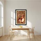 Less Drama, More Shawarma – Bazaar Stamp in a black frame, above a dining table in a bright kitchen