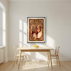 Less Drama, More Shawarma – Bazaar Stamp in a white frame, above a dining table in a bright kitchen