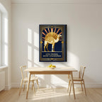 Less Drama, More Shawarma – Deco Sunrise on a thick-edge canvas, above a dining table in a bright kitchen