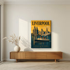 Gateway To The World — Liverpool art print, on slim canvas, styled in a living room