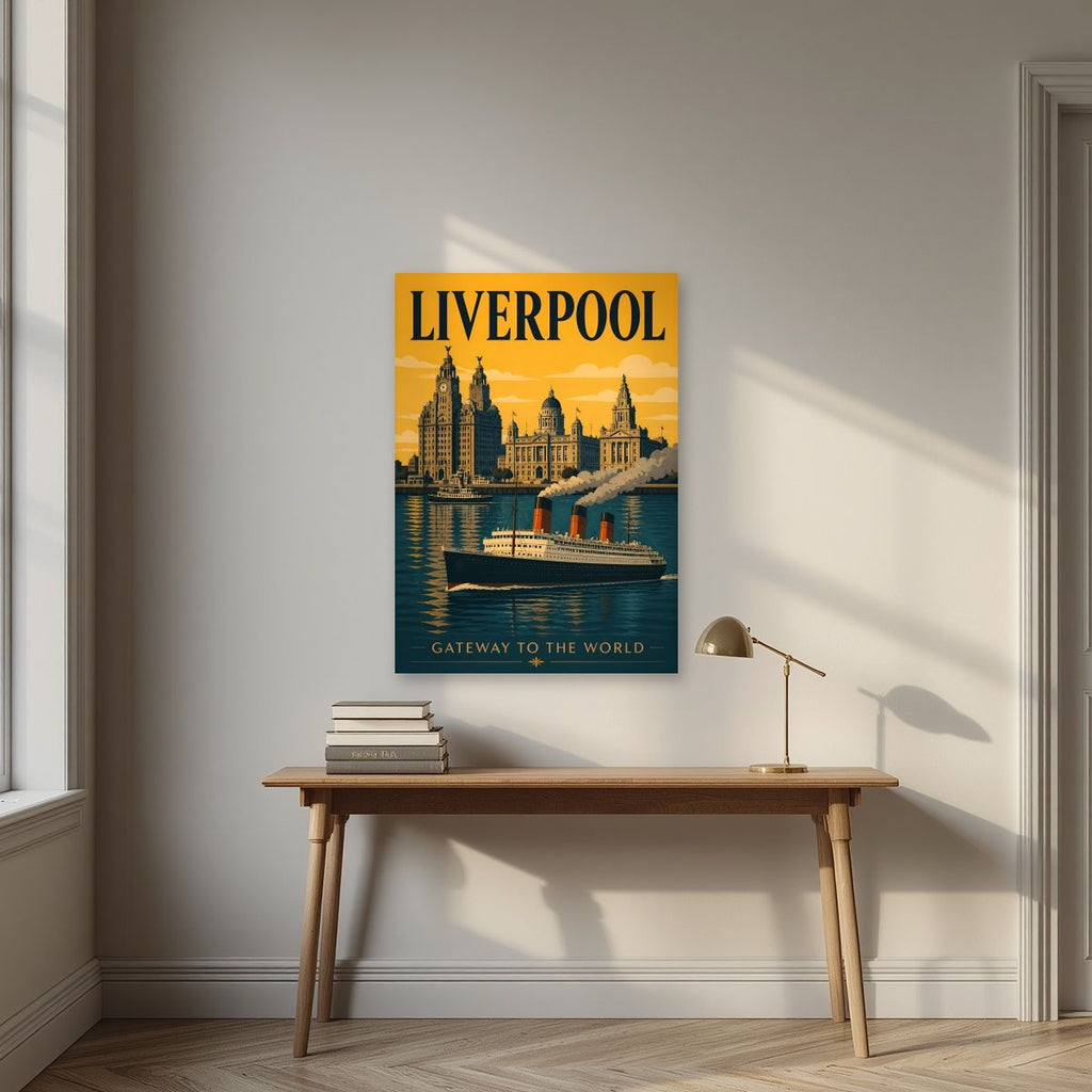 Gateway To The World — Liverpool art print, unframed poster, styled in a desk