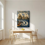 The Mersey Ferry — Liverpool art print, on thick canvas, styled in a kitchen