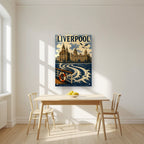 The Mersey Ferry — Liverpool art print, as an acrylic print, styled in a kitchen