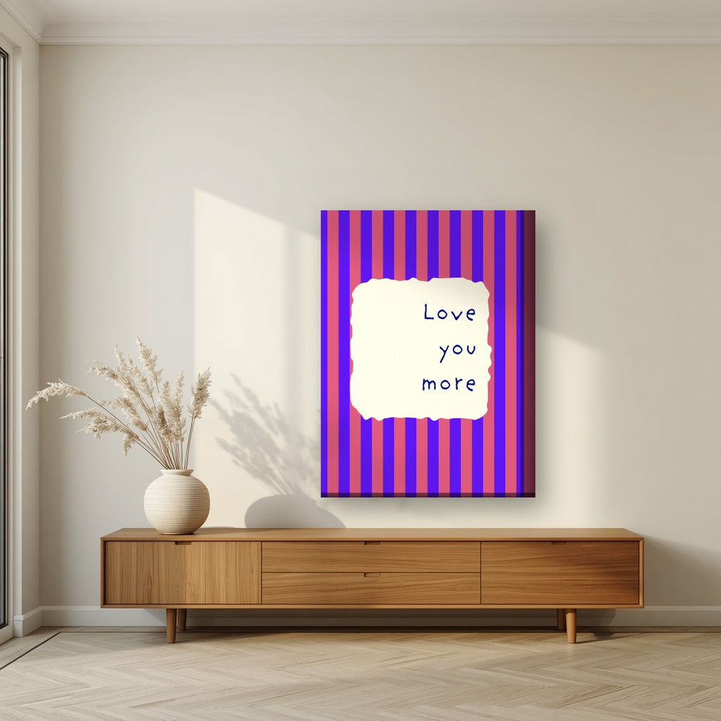 Love You More – Capri Violet on thick canvas in a living room