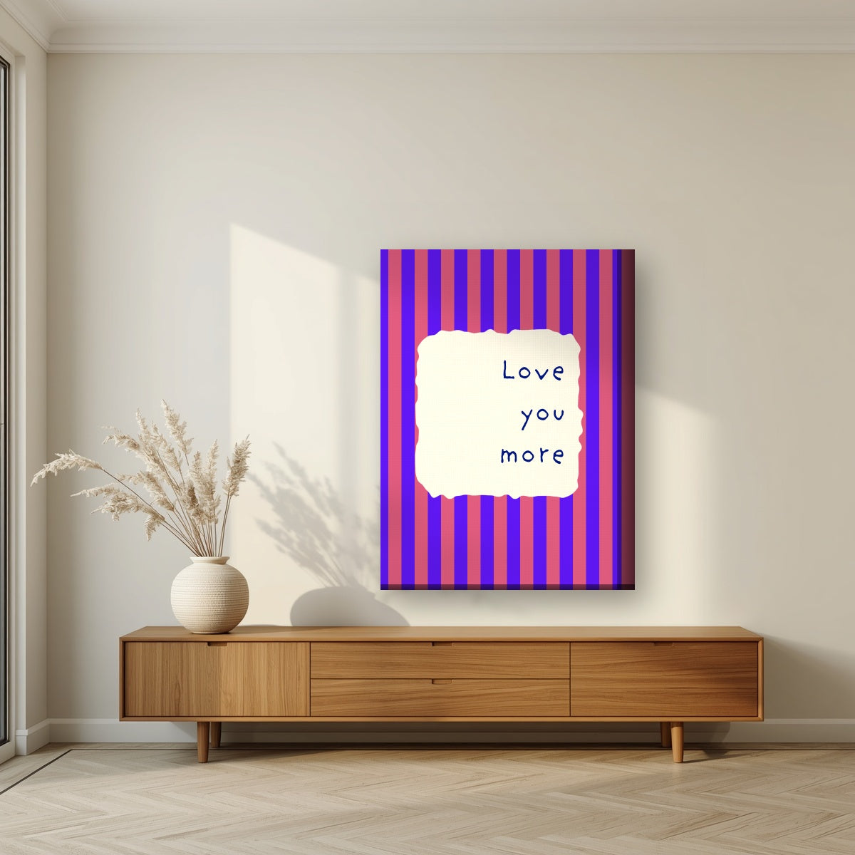 Love You More – Capri Violet on thick canvas in a living room