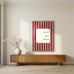 Love You More – Garden Sage print in an oak frame in a living room