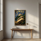 La Ficelle — Lyon art print, in an oak frame, styled in a desk