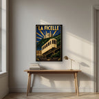 La Ficelle — Lyon art print, on slim canvas, styled in a desk