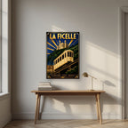 La Ficelle — Lyon art print, as an acrylic print, styled in a desk