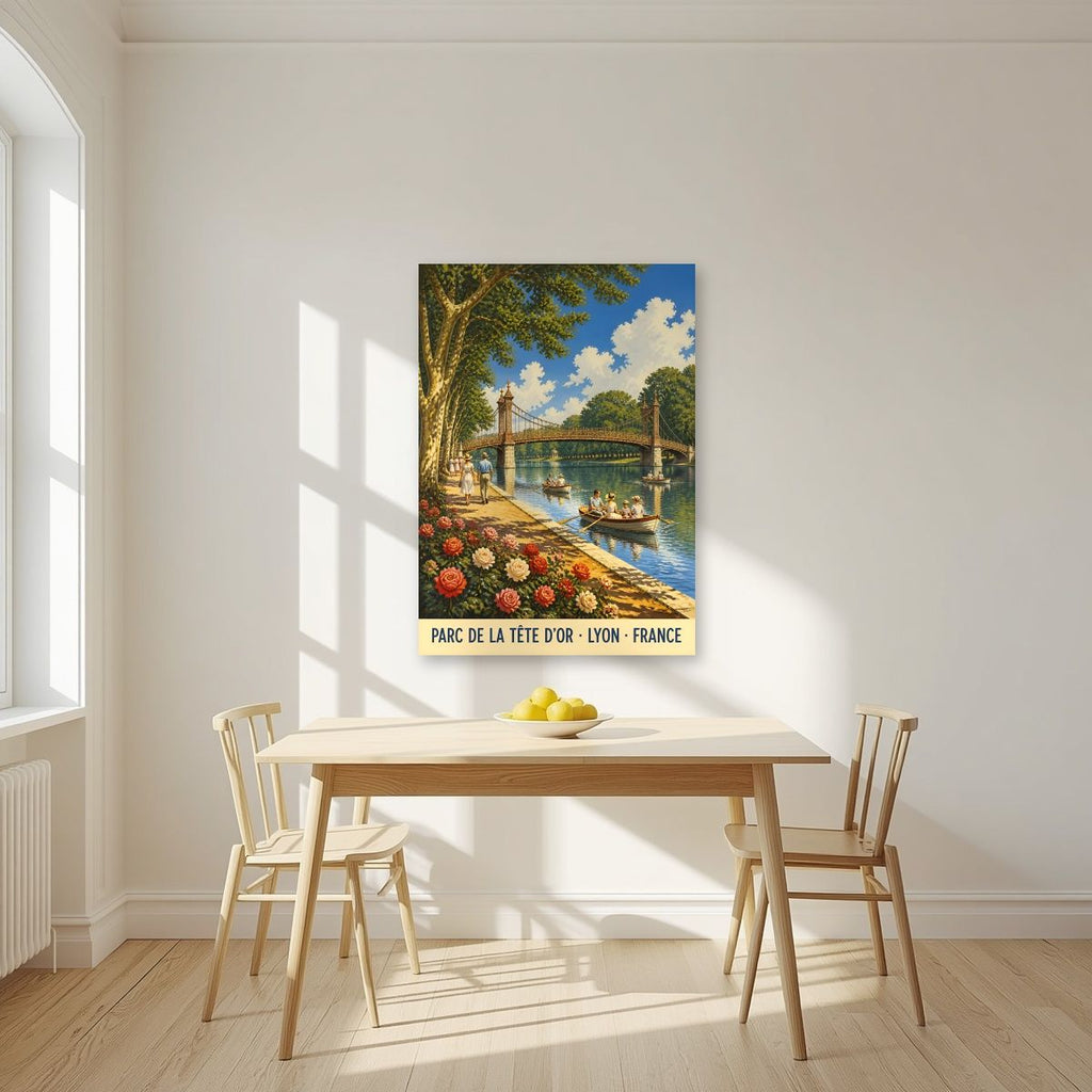 Parc de la Tête d'Or — Lyon art print, unframed poster, styled in a kitchen