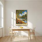Parc de la Tête d'Or — Lyon art print, in an oak frame, styled in a kitchen