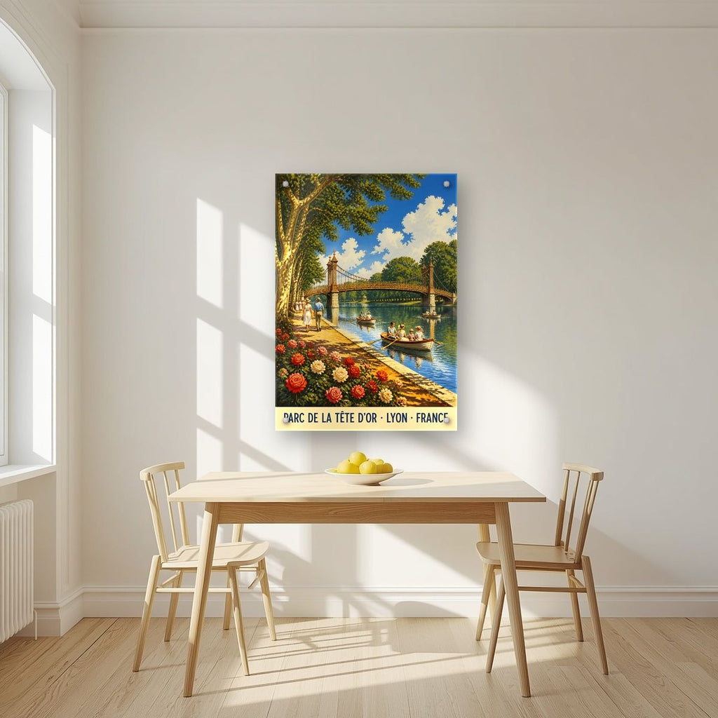 Parc de la Tête d'Or — Lyon art print, as an acrylic print, styled in a kitchen