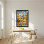Palacio de Cristal — Madrid art print, in a black frame, styled in a kitchen