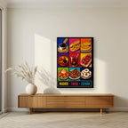 Tapas Madrileñas — Madrid art print, on slim canvas, styled in a living room