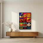 Tapas Madrileñas — Madrid art print, as an acrylic print, styled in a living room