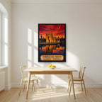 Templo de Debod — Madrid art print, in a black frame, styled in a kitchen