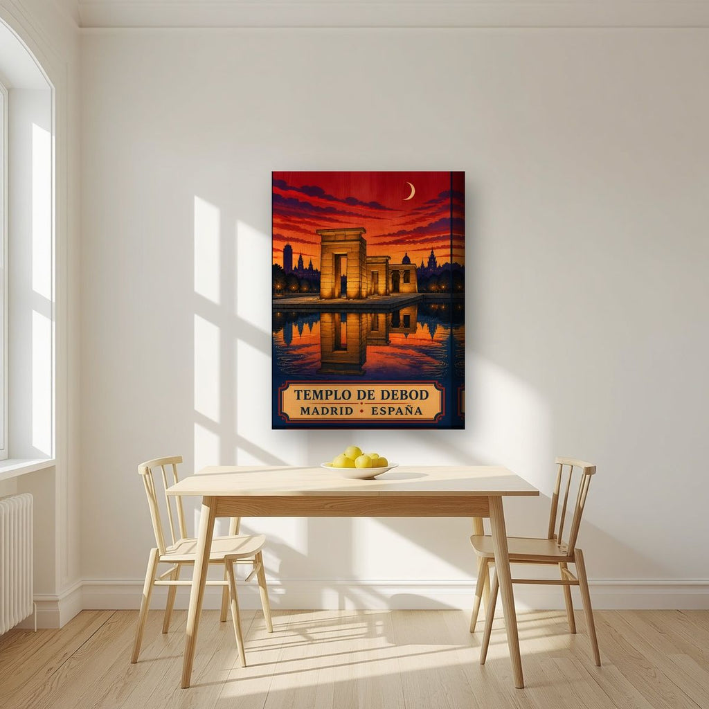 Templo de Debod — Madrid art print, on thick canvas, styled in a kitchen