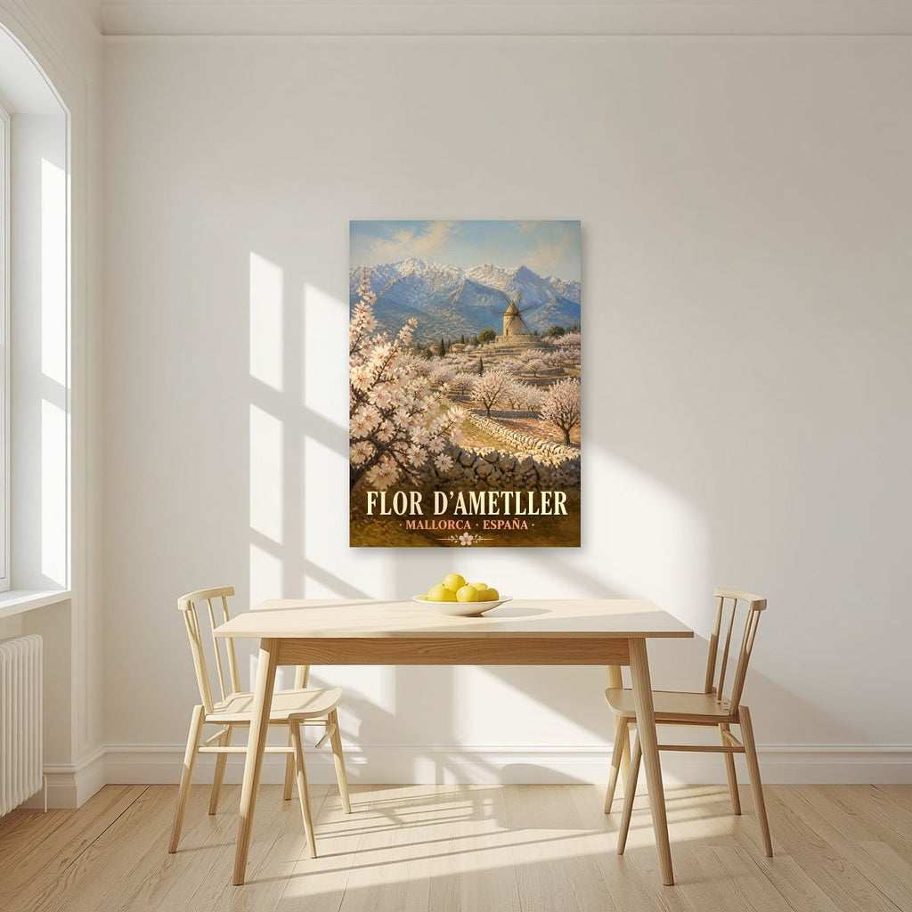 Flor d'Ametller — Mallorca art print, unframed poster, styled in a kitchen