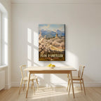 Flor d'Ametller — Mallorca art print, on slim canvas, styled in a kitchen