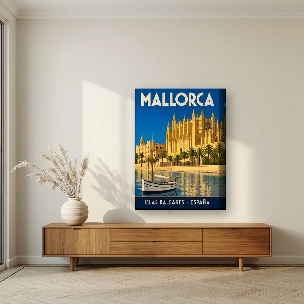 La Seu — Mallorca art print, on thick canvas, styled in a living room