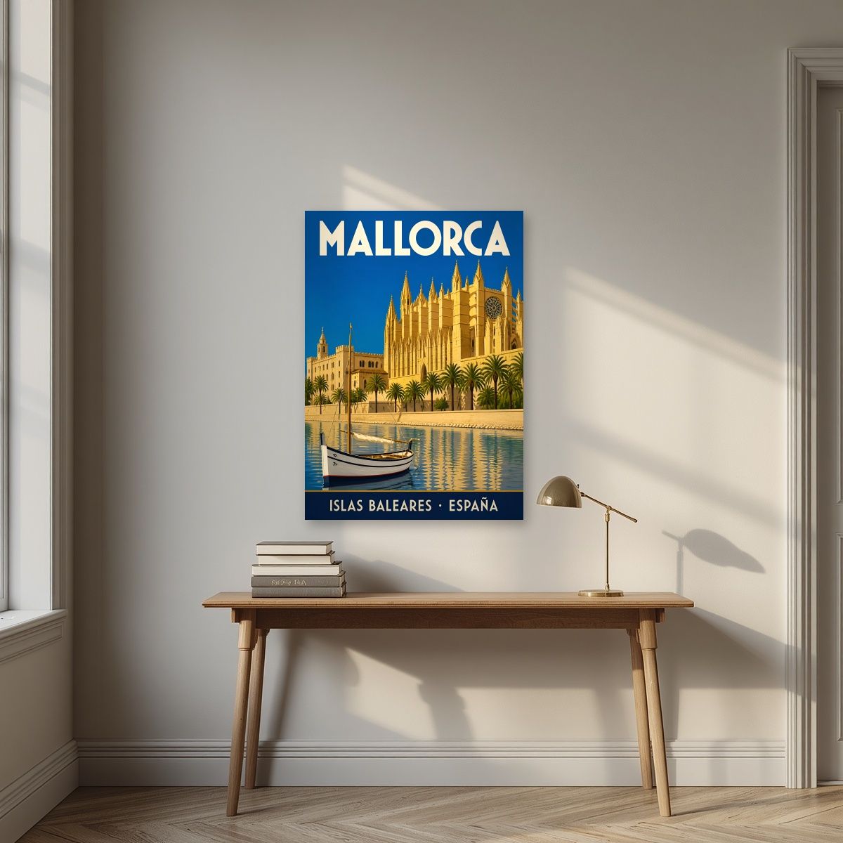 La Seu — Mallorca art print, unframed poster, styled in a desk