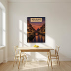 I Navigli — Milan art print, unframed poster, styled in a kitchen