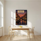I Navigli — Milan art print, on thick canvas, styled in a kitchen