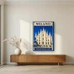 Le Guglie — Milan art print, on slim canvas, styled in a living room