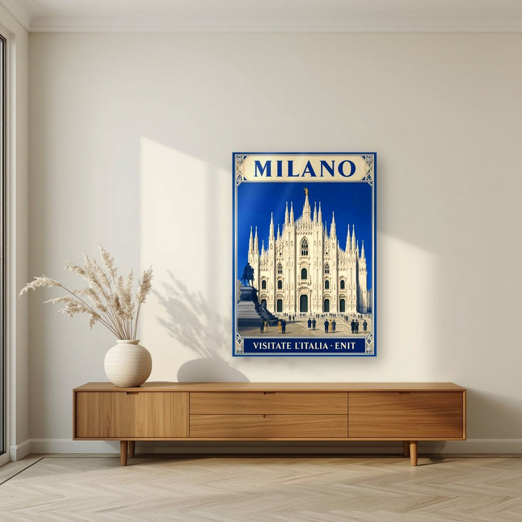 Le Guglie — Milan art print, as an acrylic print, styled in a living room