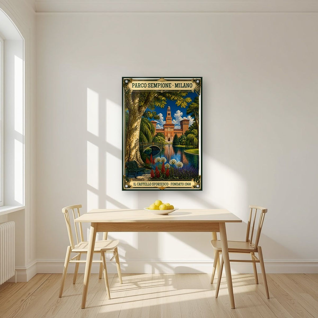 Parco Sempione — Milan art print, as an acrylic print, styled in a kitchen