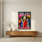 Settimana Della Moda — Milan art print, in a black frame, styled in a living room