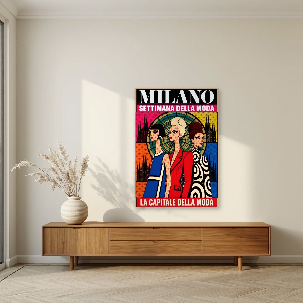 Settimana Della Moda — Milan art print, unframed poster, styled in a living room