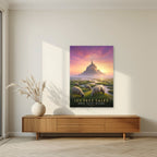Les Prés Salés — Mont-Saint-Michel art print, unframed poster, styled in a living room