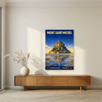 Marée Basse — Mont-Saint-Michel art print, unframed poster, styled in a living room