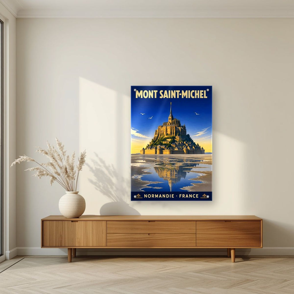 Marée Basse — Mont-Saint-Michel art print, as an acrylic print, styled in a living room