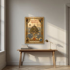 Mons Sancti Michaelis — Mont-Saint-Michel art print, in an oak frame, styled in a desk
