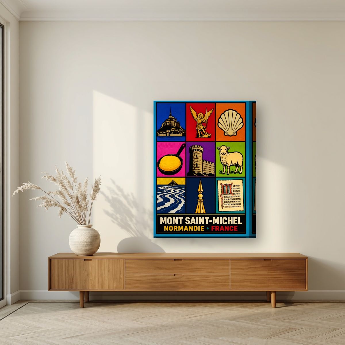 Trésors Normands — Mont-Saint-Michel art print, on thick canvas, styled in a living room