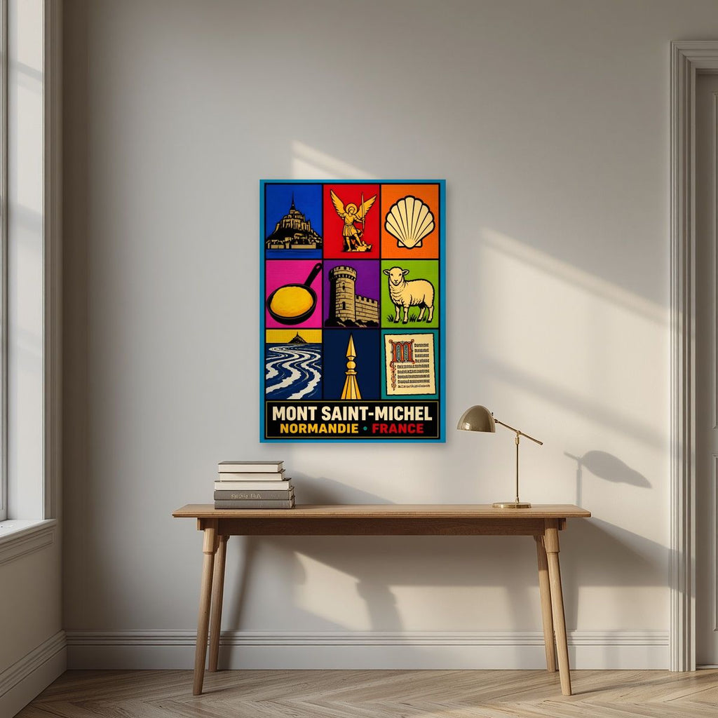 Trésors Normands — Mont-Saint-Michel art print, unframed poster, styled in a desk