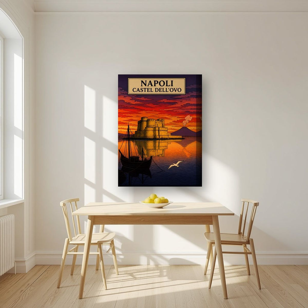 Castel Dell'Ovo — Napoli art print, on thick canvas, styled in a kitchen