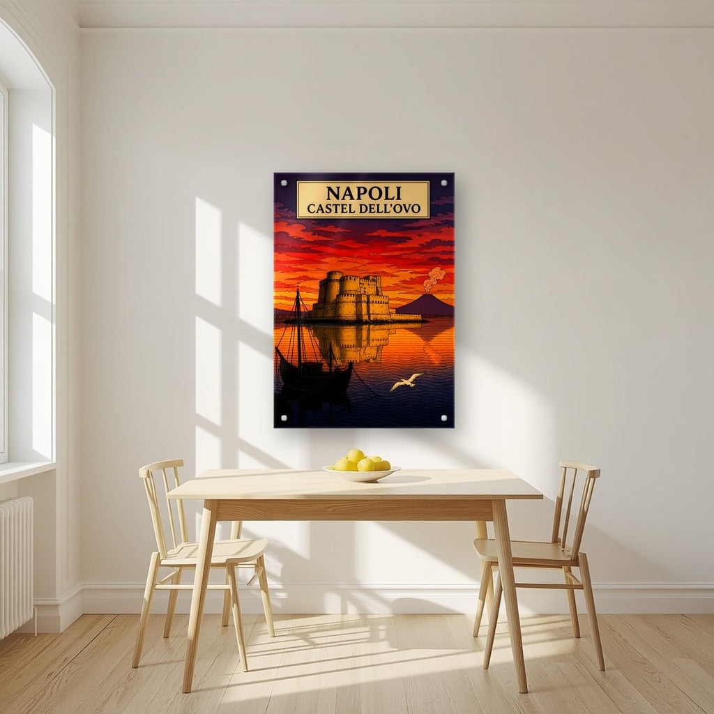 Castel Dell'Ovo — Napoli art print, as an acrylic print, styled in a kitchen