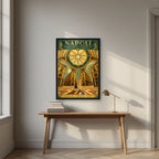 Galleria Umberto I — Napoli art print, in a black frame, styled in a desk