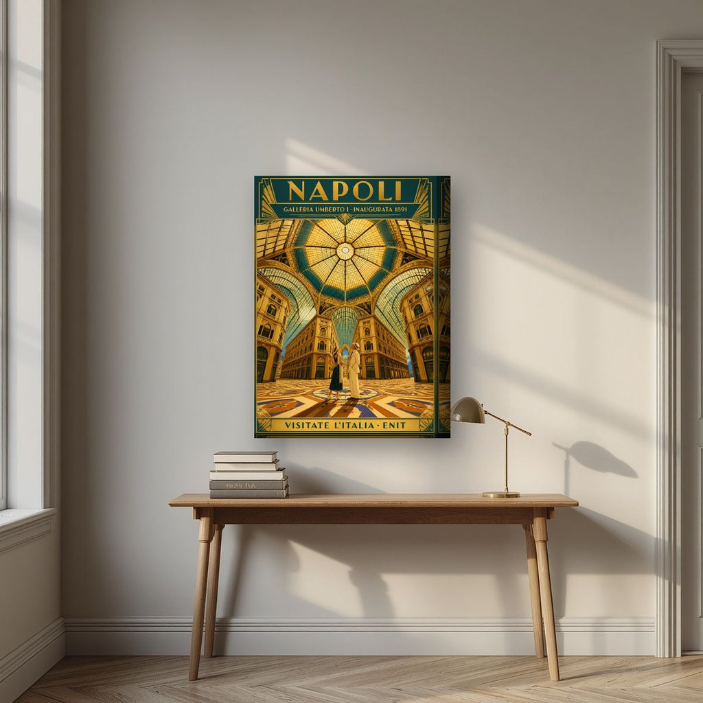 Galleria Umberto I — Napoli art print, on thick canvas, styled in a desk